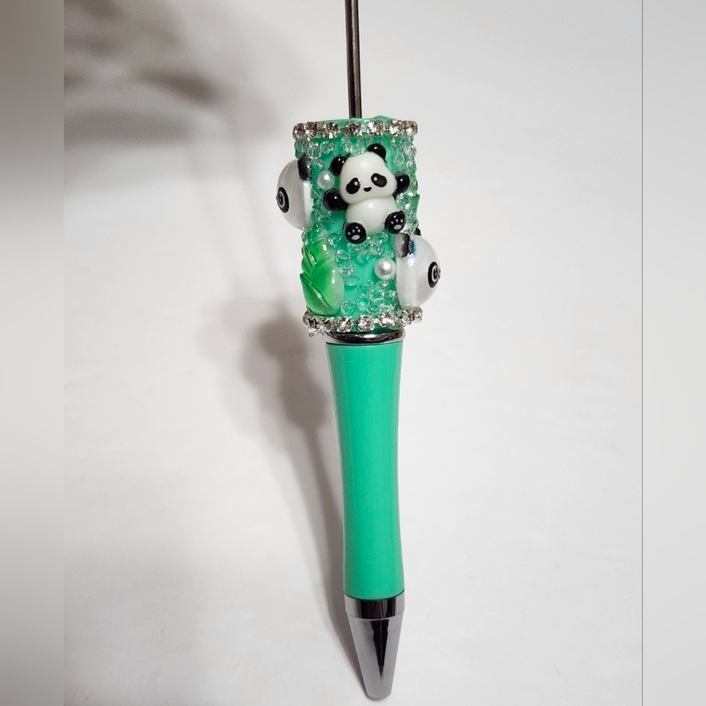 Panda Bear Beaded‎ Pen Beadable Green Sugar Rhinestone Crafts Beads DIY